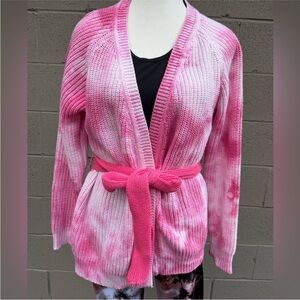 Dimora cotton Pink Tie-Dye Women's Sweater Cardigan made in Italy.